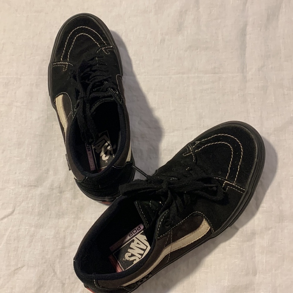 Vans Skate Popcush Old School Black and Cream Skateboarding Shoes Suede Upper - Picture 8 of 15